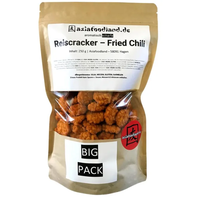 Asiafoodland - Rijstcracker - Gebakken Chili - Grootverpakking - 250 g