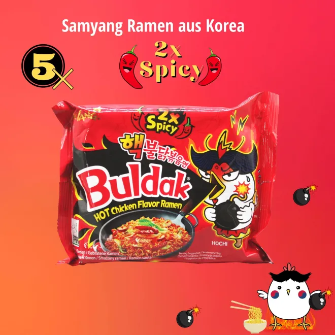 ココナッツ Samyang |5er Set| korean instant Ramen | 2x Spicy Buldak Hot